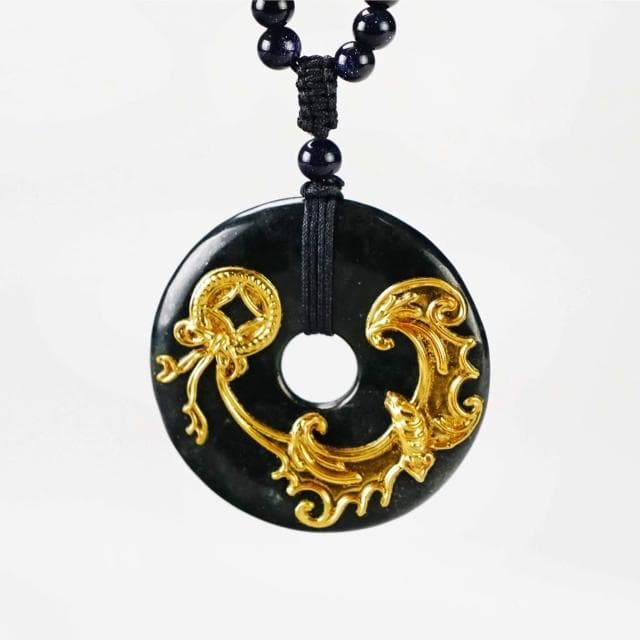 【鹿港窯】福在眼前漆線雕墨玉項鍊｜晨墨飾金系列長輩送禮首選