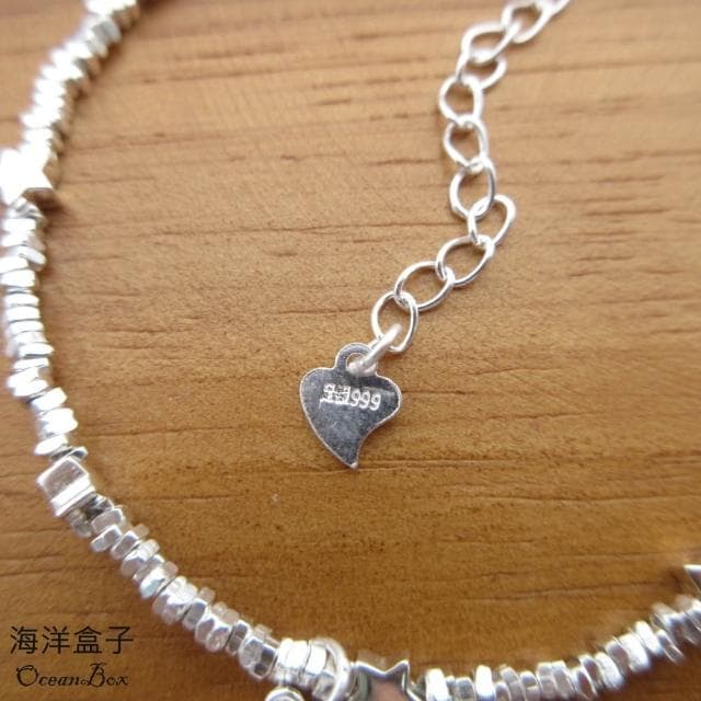 【海洋盒子】閃亮碎銀子星星S999足銀純銀手鍊.女用手鍊.聖誕禮物.交換禮物