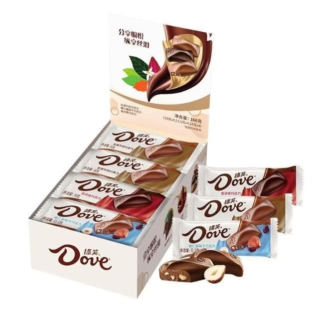 心心相印 德芙什錦巧克力盒裝166g12條絲滑牛奶黑巧休閒零食糖果送女友批髮