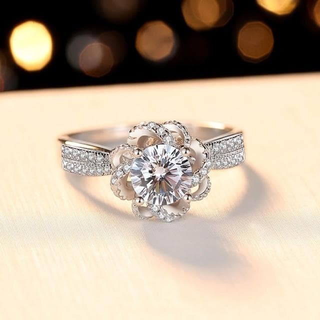 【米蘭精品】現貨+預購 莫桑鑽戒指925純銀銀飾-1ct玫瑰花苞八心八箭情人節生日禮物女飾品73yk116