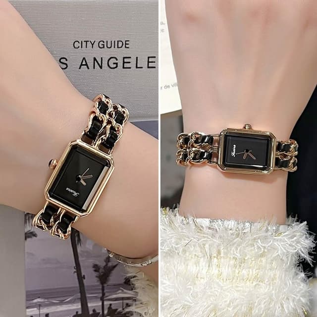 【LEEHER】石英腕錶/皮革手錶/手錶/女生手錶/方形手錶/指針手錶/小方錶/腕錶/石英錶/小香風手錶/