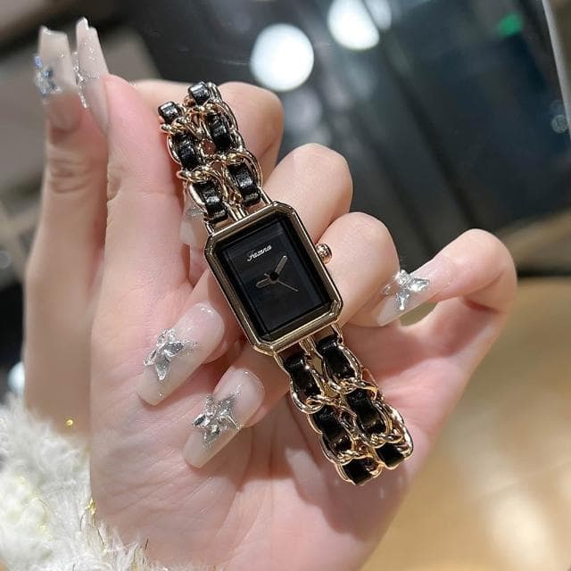 【LEEHER】石英腕錶/皮革手錶/手錶/女生手錶/方形手錶/指針手錶/小方錶/腕錶/石英錶/小香風手錶/