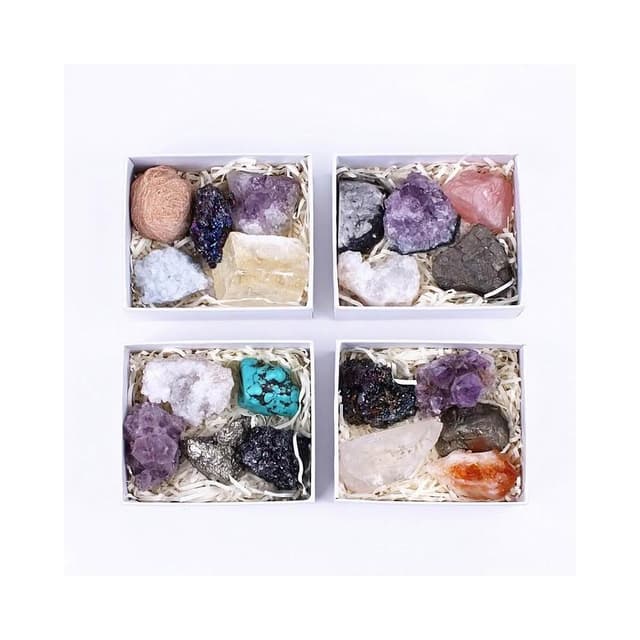 念念不忘水晶專賣 5種水晶原礦套裝 礦石禮盒套裝 礦石教學器材 擴香石 水晶擴香 水晶香薰石 水晶