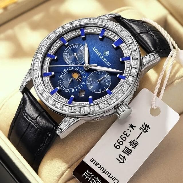 路易爵倫表王系列時尚男士機械表防水夜光真皮錶帶腕錶批發