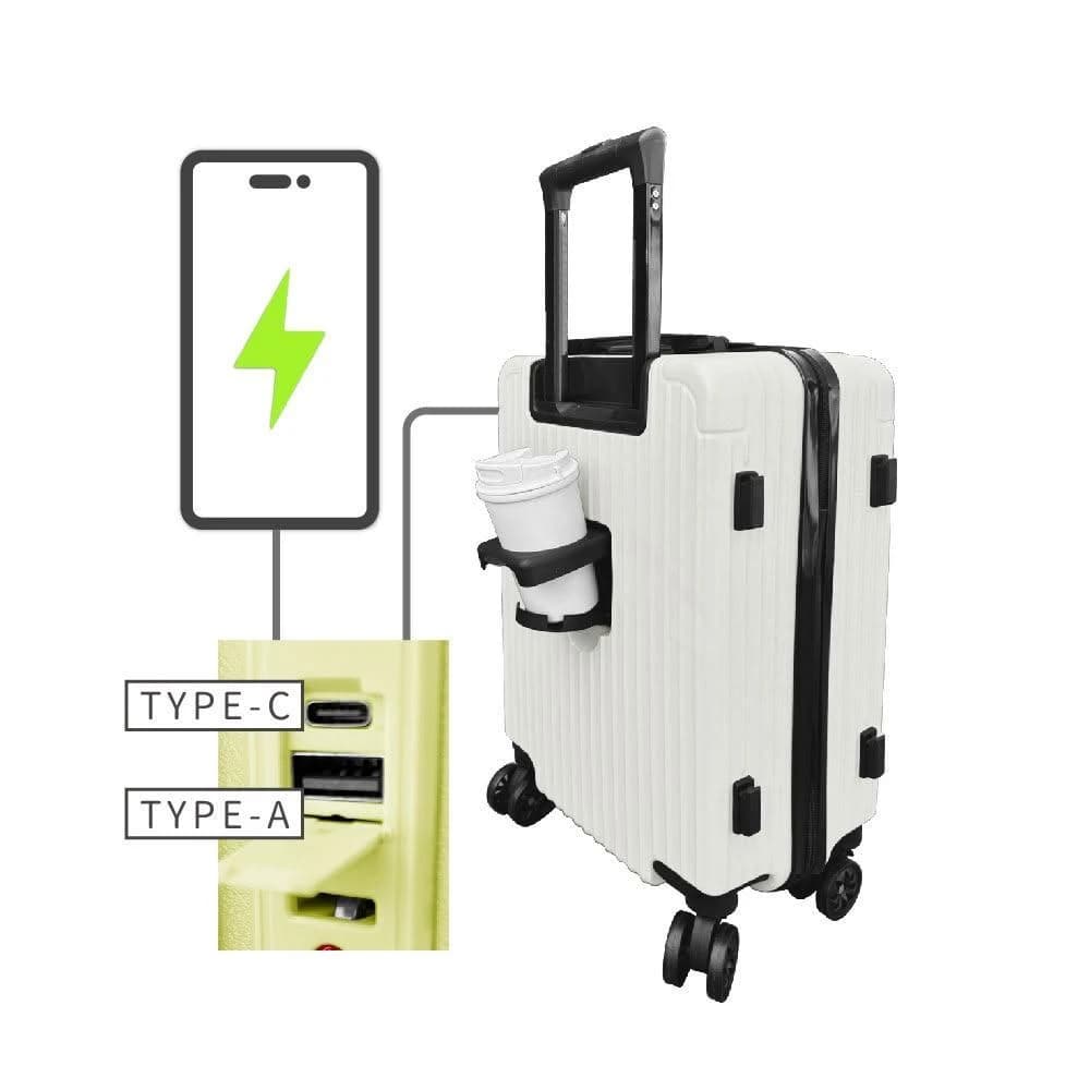 【路比達】〈拜雅齊BYC〉多功能20吋充電行李箱(貼心杯架、腳墊掛勾、多色選擇)