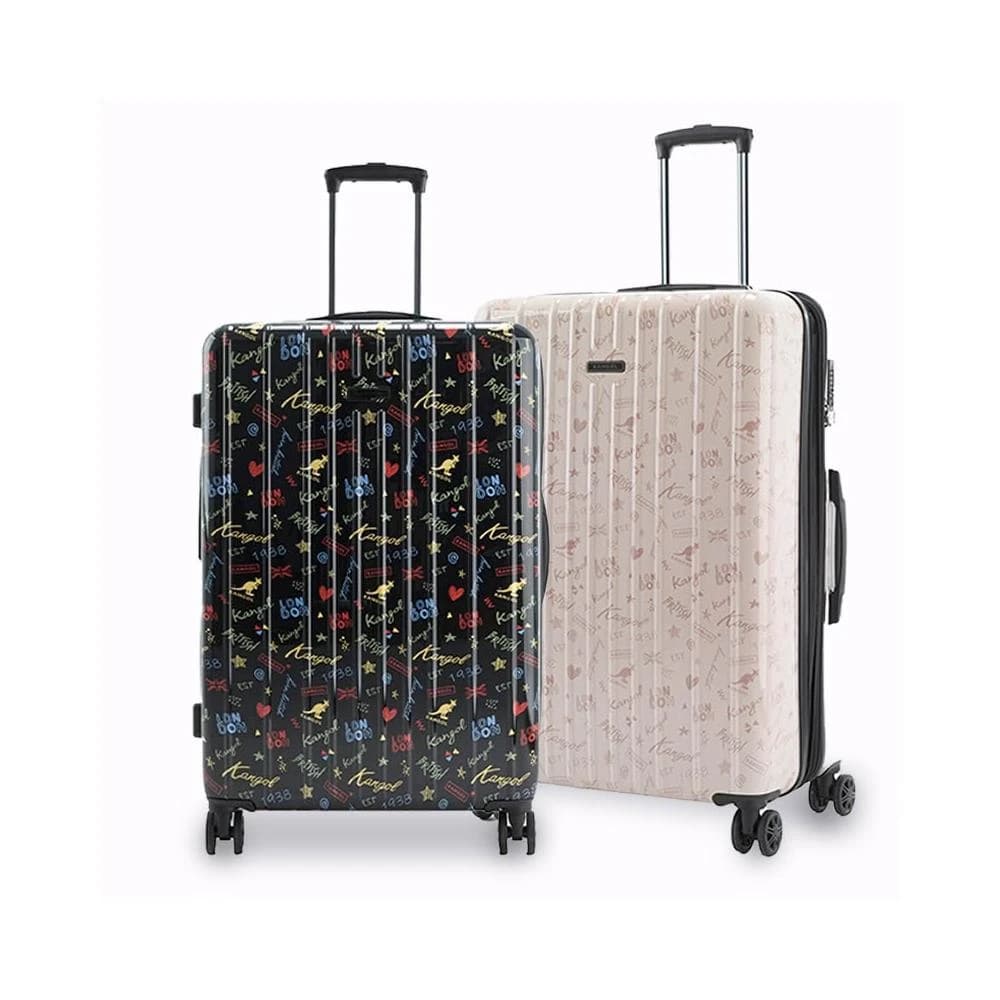 【KANGOL】英國袋鼠 塗鴉滿版防盜拉鍊行李箱(多尺寸任選)