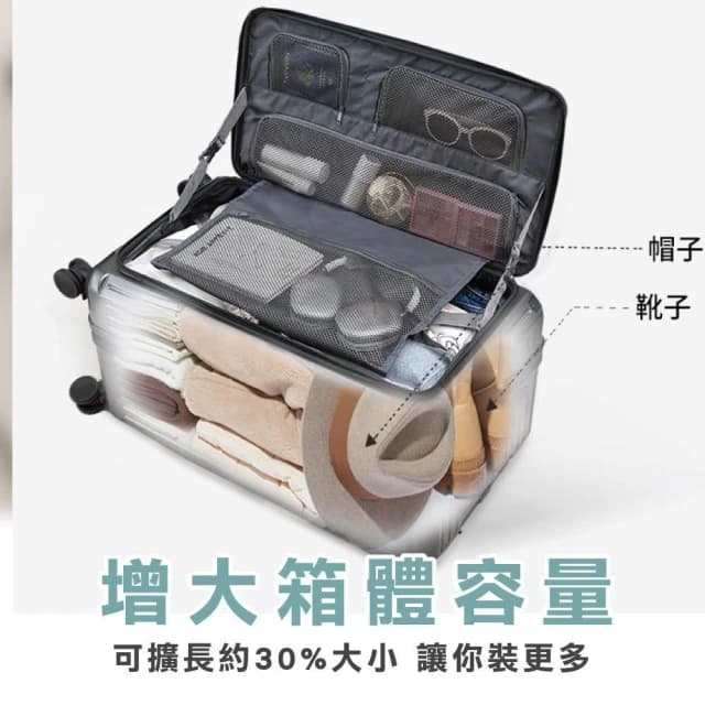 【Fien Home】20吋/24吋/26吋/28吋 前開胖胖防撞行李箱(防爆拉鍊 大容量行李箱 旅行箱 託運箱 拉桿箱 密碼鎖行李箱)