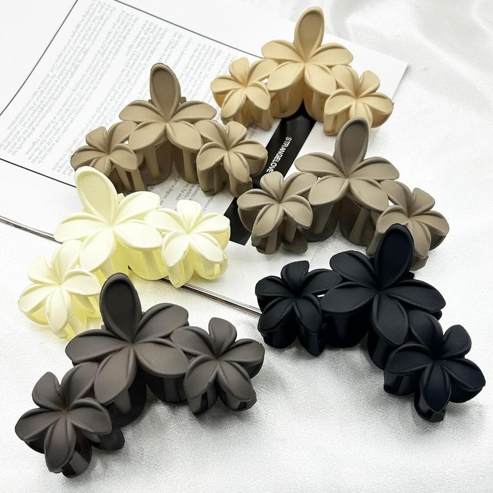 鯊魚夾女髮夾春發飾熱銷高級感雞蛋花發夾輕奢風花朵抓夾女鲨魚夾盤發頭飾(情人節 聖誕節 生日 髮飾 頭飾 髮夾 禮物)