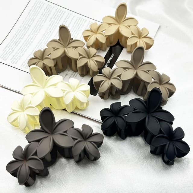 鯊魚夾女髮夾春發飾熱銷高級感雞蛋花發夾輕奢風花朵抓夾女鲨魚夾盤發頭飾(情人節 聖誕節 生日 髮飾 頭飾 髮夾 禮物)