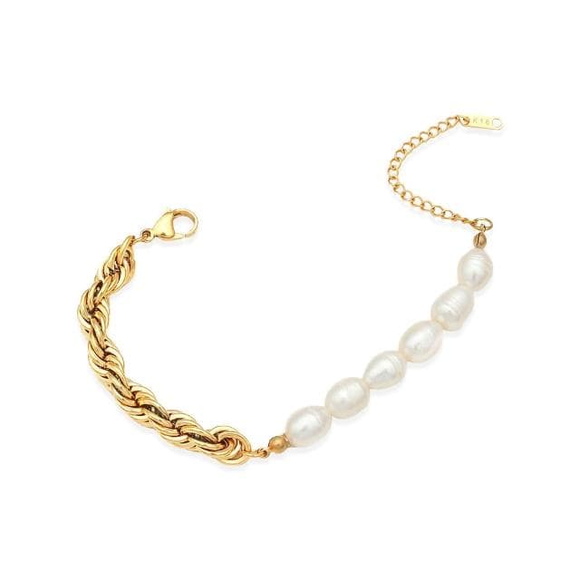 【Poesie】HORIZON｜天然淡水珍珠｜巴洛克風｜麻花｜手鍊