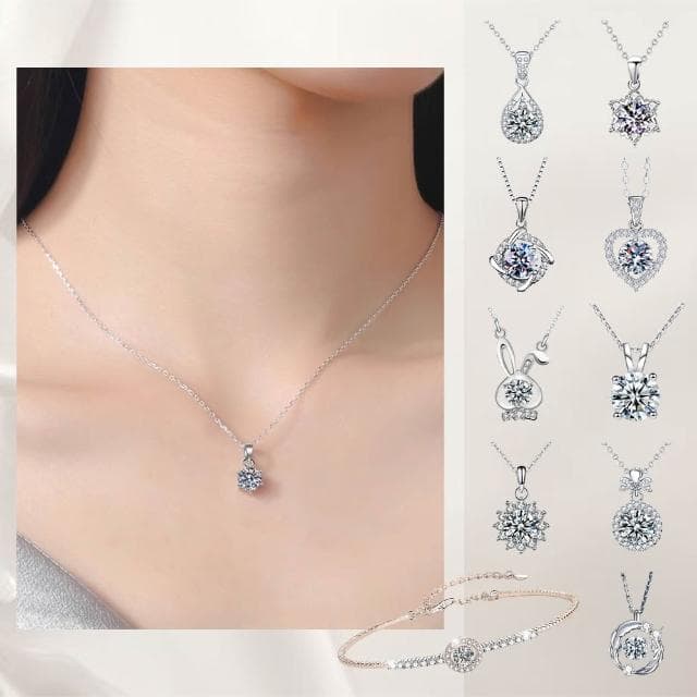 【MoonDy】50分-5克拉莫桑鑽項鍊(多款任選) 女生項鍊 莫桑鑽 項鍊 純銀項鍊 百搭吊墜 小眾珠寶 伴娘禮物 不易過敏 生日禮物