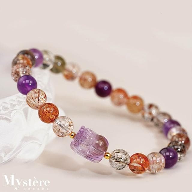 【my stere 我的時尚秘境】天然超七貔貅水晶手鍊 五路財神 全能轉運 招財手鍊 咬錢水晶