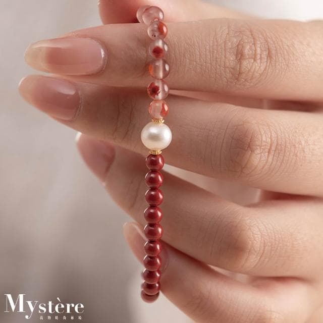【my stere 我的時尚秘境】天然帝王砂淡水珍珠手鍊 天然水晶手串 招財開運飾品 水晶串珠