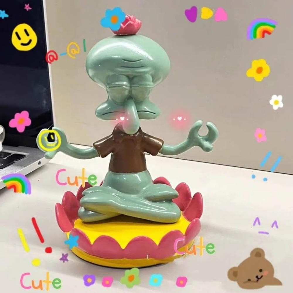廢物專賣店 派大星筆筒 章魚哥手機架 蓮花座章魚哥 創意擺件 海綿寶寶 筆插 卡通 收納筒 學生 生日禮物 交換禮物
