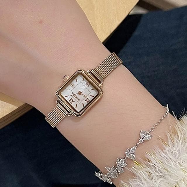 【LEEHER】小錶盤手錶/手錶/氣質腕錶/腕錶/小方錶/穿搭配件/女生手錶/皮帶手錶/方形手錶/網帶手錶/