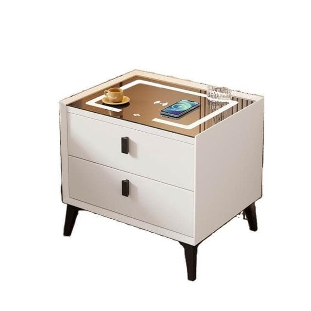 夢之國 智能床頭櫃實木現代簡約床頭櫃臥室無線充電藍牙音響床邊櫃