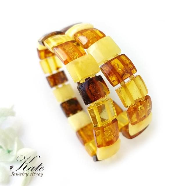 【KATE】銀飾 經典四色波羅的海天然琥珀手排 多寶琥珀 琥珀手環 蜜蠟手排 波羅的海琥珀 生日禮物 情人禮物