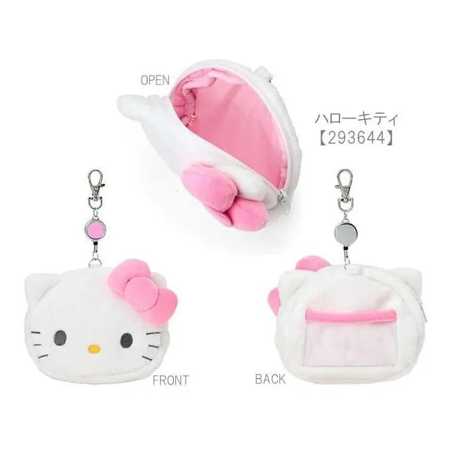 【SANRIO 三麗鷗】三麗鷗 大頭票卡包 悠遊卡包 零錢包 伸縮拉線 凱蒂貓 美樂蒂 酷洛米 大耳狗 日本正版 該該貝比日本精品