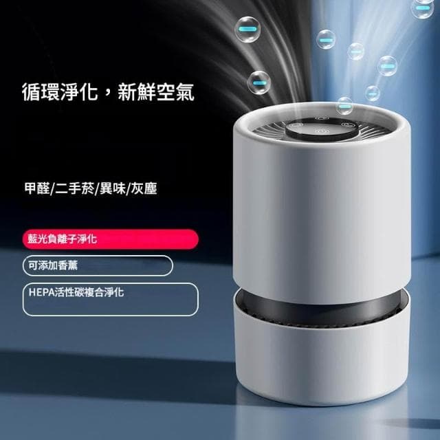 【EARISE 雅蘭仕】全屋空氣淨化器 負離子活性炭過濾 除臭除煙除灰塵 空氣清新 自然空氣 便攜式可拆卸濾芯 帶香薰 usbC供電