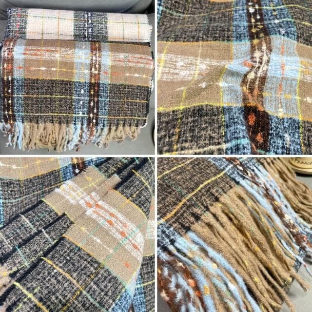 圍巾女滿目星河圍巾女冬季高級感百搭格子仿羊絨圍巾披肩加厚圍脖保暖披肩圍巾質感圍巾冷氣披肩空調百搭保暖圍脖防風圍脖韓版圍巾