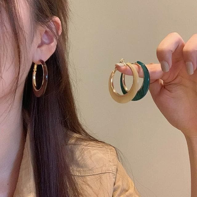  耳環秋冬美拉德棕色大圈圈耳環女新款高級感氣質耳飾耳圈輕盈精緻輕奢高級韓國不過敏看不膩超閃耳環耳飾氣質飾品配禮服百搭禮物