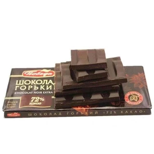 心心相印 俄羅斯進口勝利72%可可含量純黑苦巧克力休閒零食食品