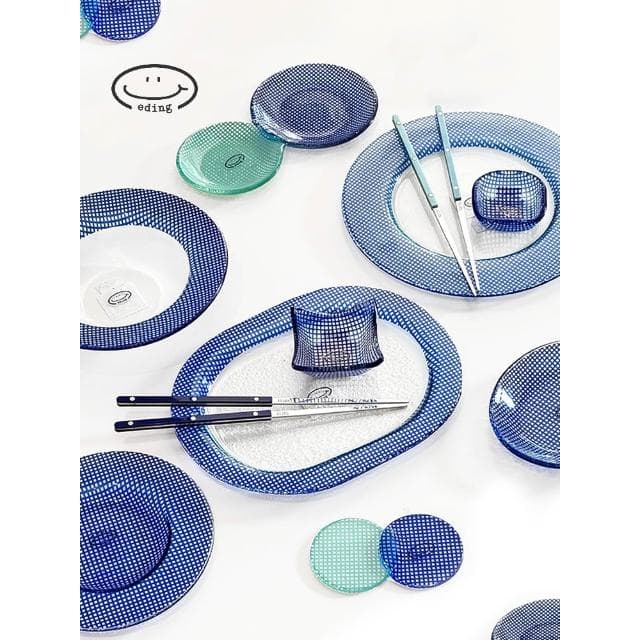 韓國橢圓盤晚餐盤耐熱玻璃多巴胺彩色餐具喬遷禮物結婚禮物