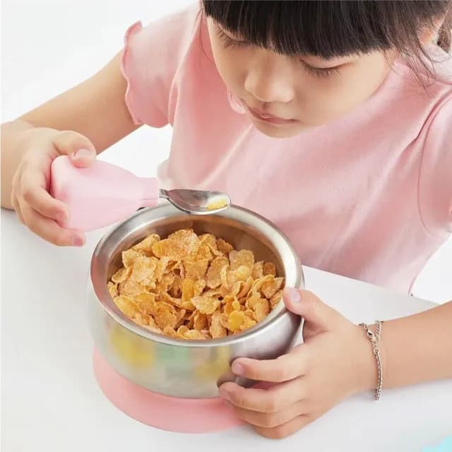 【little.b】雙層不鏽鋼吸盤碗+doddl 兒童學習餐具二件組(多款可選)麗兒采家