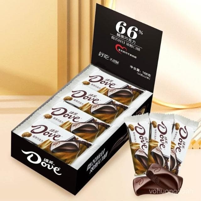 心心相印 德芙醇黑66%可可黑巧克力12條盒裝婚慶喜糖休閒零食品小喫批髮