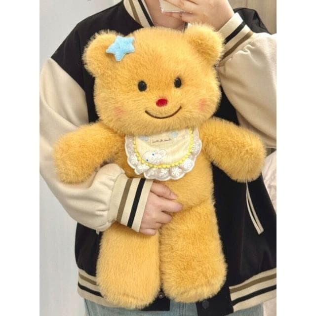 會跑步的奶油黃色小熊玩偶公仔睡覺抱枕娃娃毛絨玩具生日女生