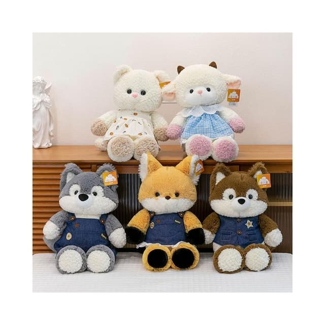 森林跑跑小狐貍玩偶可愛大灰狼毛絨公仔女孩睡覺抱枕娃娃生日禮物