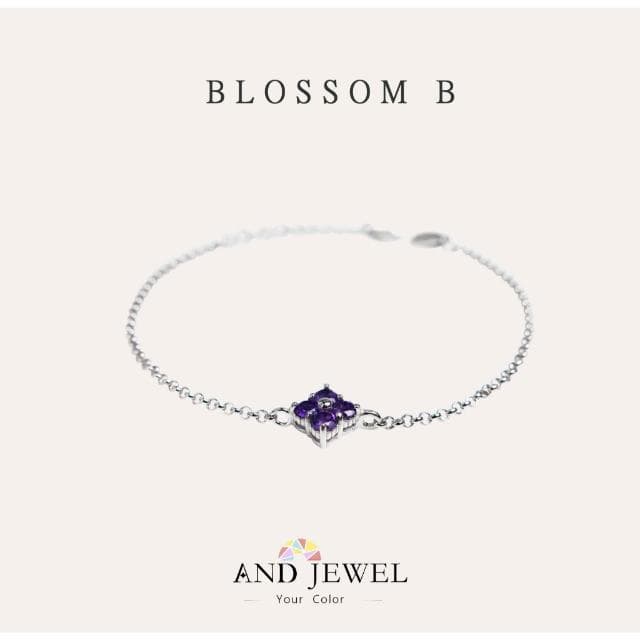 [安珠]  紫水晶 紫色 圓形 3mm 手鍊 和諧系列 Blossom B寶石銀飾 AND JEWEL