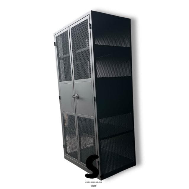 大型網櫃.消光黑收納櫃.菱格造型櫃.工業風系列.鐵件製造.傢俱