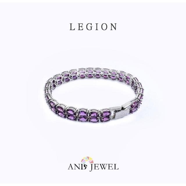 [安珠] 玫瑰石榴石 紫色 橢圓 4*6mm 手鍊 和諧系列 Legion 天然寶石 珠寶銀飾 安的珠寶
