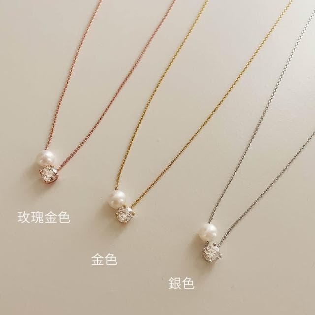 【CReAM】Karen鍍18K金施華洛水晶鋯石 淡水珍珠項鍊(生日 禮物 送禮 禮盒)