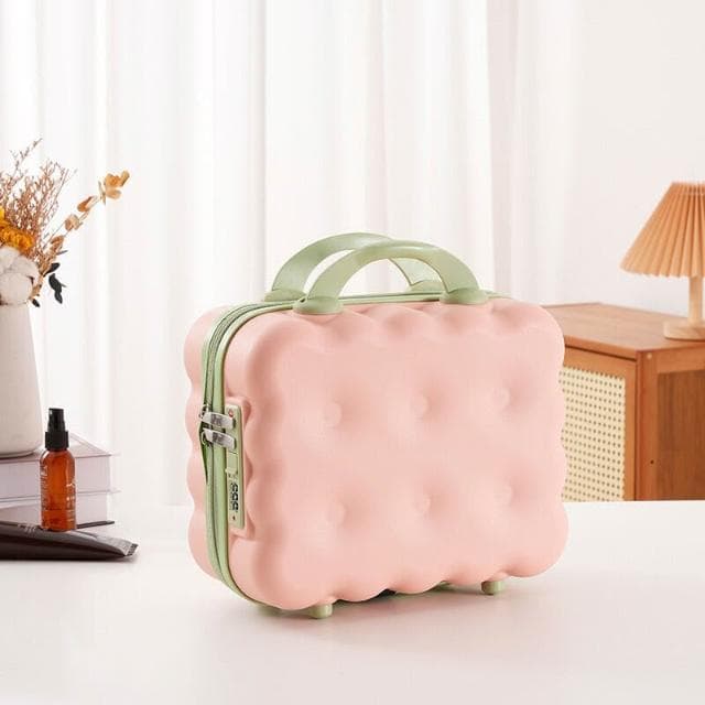 立式14寸手提箱餅幹化妝箱美甲箱卡通行李箱收納箱極簡手提化妝包收納洗漱包桌面收納包健身游泳旅行盥洗包美妝包大容量置物包