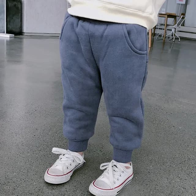 【橘魔法】(小童優惠價)厚棉絨口袋縮口長褲(童裝 男童 女童 兒童 童裝 素面 長褲 小童 保暖 加厚)