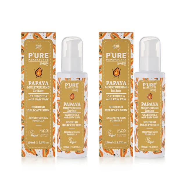 【澳洲 Pure Papayacare 即期品】木瓜嬰兒滋潤乳液含金盞花-2025年11月到期(2入組 150ml/瓶)