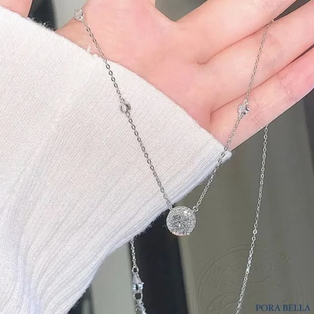 【Porabella】925純銀星點鑽石項鍊 鋯石項鍊 藍寶石小眾項鍊 送女友 情人節禮物 幾何鎖骨鍊 Necklace