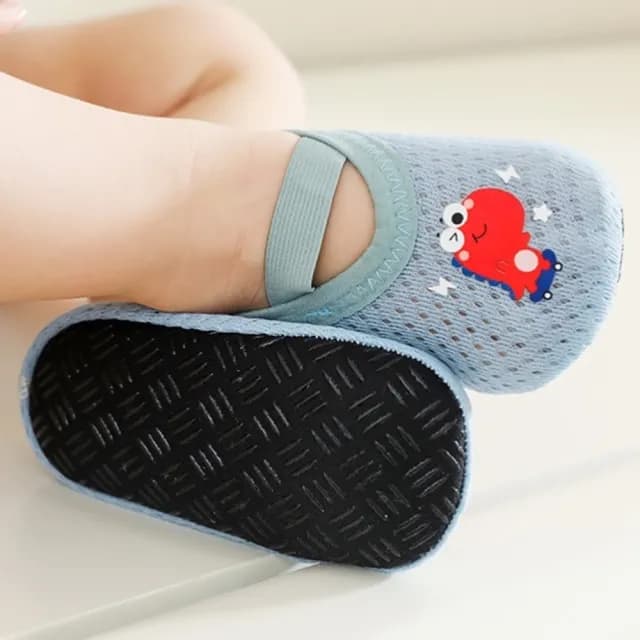 【橘魔法】Q版動物膠印透氣網眼室內鞋襪(防滑膠點 止滑 地板襪 襪子 室內鞋 兒童 童襪 童裝 男童 女童)