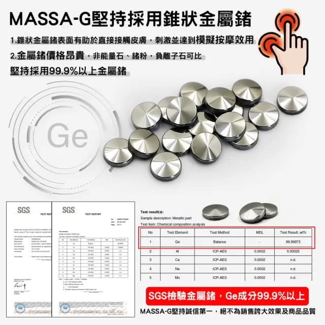 【MASSA-G】能量之環搭配方形3顆金屬鍺錠白鋼項鍊(3MM)