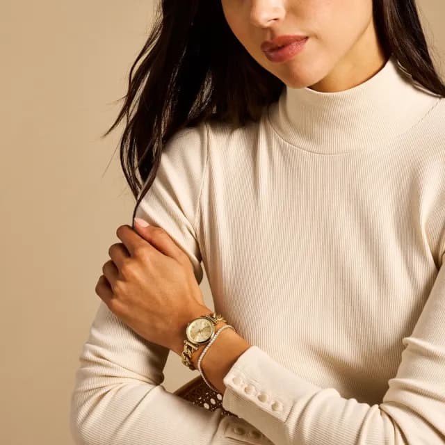 【FOSSIL 官方旗艦館】Carlie系列 優雅羅馬時刻手錶手鍊套組 不鏽鋼鍊帶 28MM(2色可選)