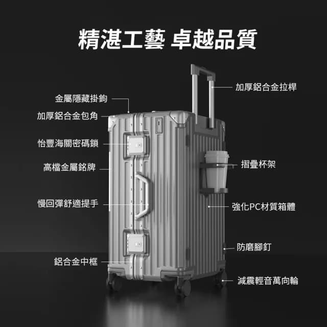 【米覓 mimax】大容量鋁合金行李箱 32吋(行李箱 旅行箱 外接充電口 鋁框 加厚大容量 小米生態鏈)