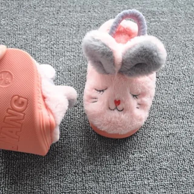 【橘魔法】柔軟毛毛厚底室內拖鞋(室內鞋 居家 保暖 棉鞋 拖鞋 兒童 童鞋 童裝 男童 女童 刷毛 厚 寒流)