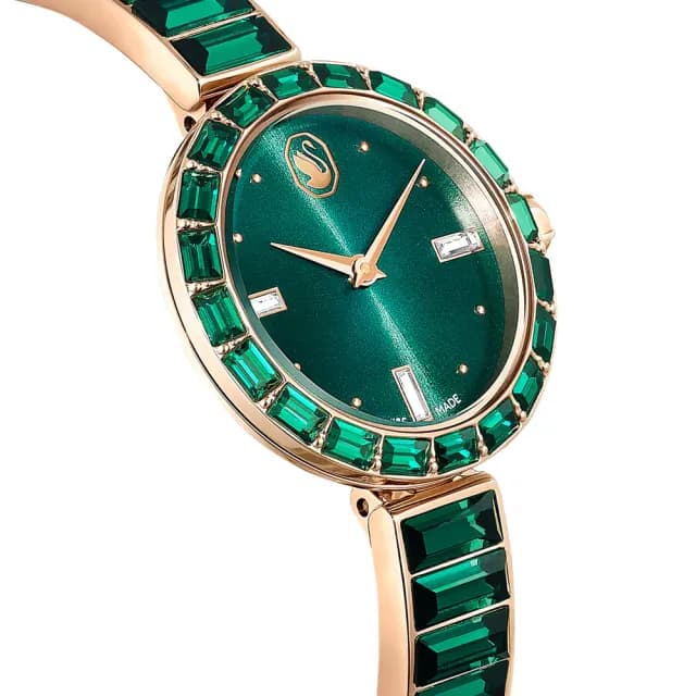 【SWAROVSKI 施華洛世奇】Matrix Bangle系列 水晶腕錶-25mm綠 雙11最低價(5690808)