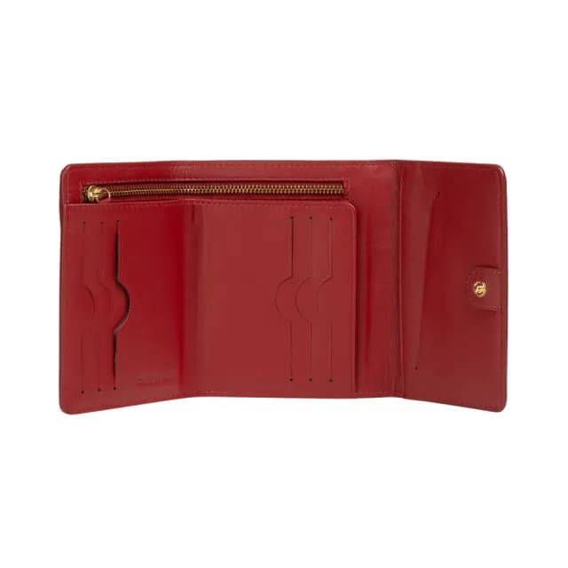 【Cerruti 1881】限量2折 義大利原裝進口 頂級小牛皮女用短夾零錢包 6164M 全新專櫃展示品(紅色)