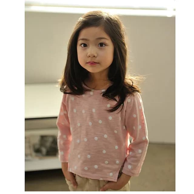 【橘魔法】水洗竹節棉點點長袖上衣(小開岔棉T 中性款 薄長袖 童裝 兒童 女童)