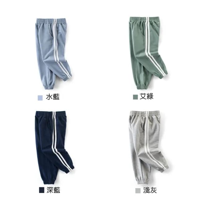 【橘魔法】側邊織帶毛圈棉縮口褲(休閒褲 運動褲 褲子 男童 女童 兒童 薄 長褲 童裝 兒童)