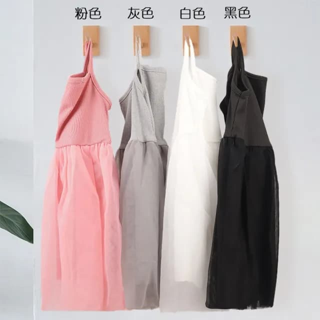 【橘魔法】素色細肩帶澎澎紗裙洋裝(襯裙 內搭 防走光 連衣裙 連身洋裝 童裝 兒童 花童 女童)