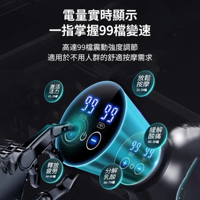 【小不記】99檔位力度/8顆按摩頭/高頻震動(筋膜槍 手持按摩器 震動按摩槍 筋膜按摩槍 電動按摩 交換禮物)